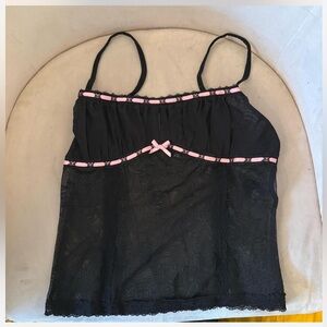 I.AM.GIA Black Lace Cami with Pink Ribbon